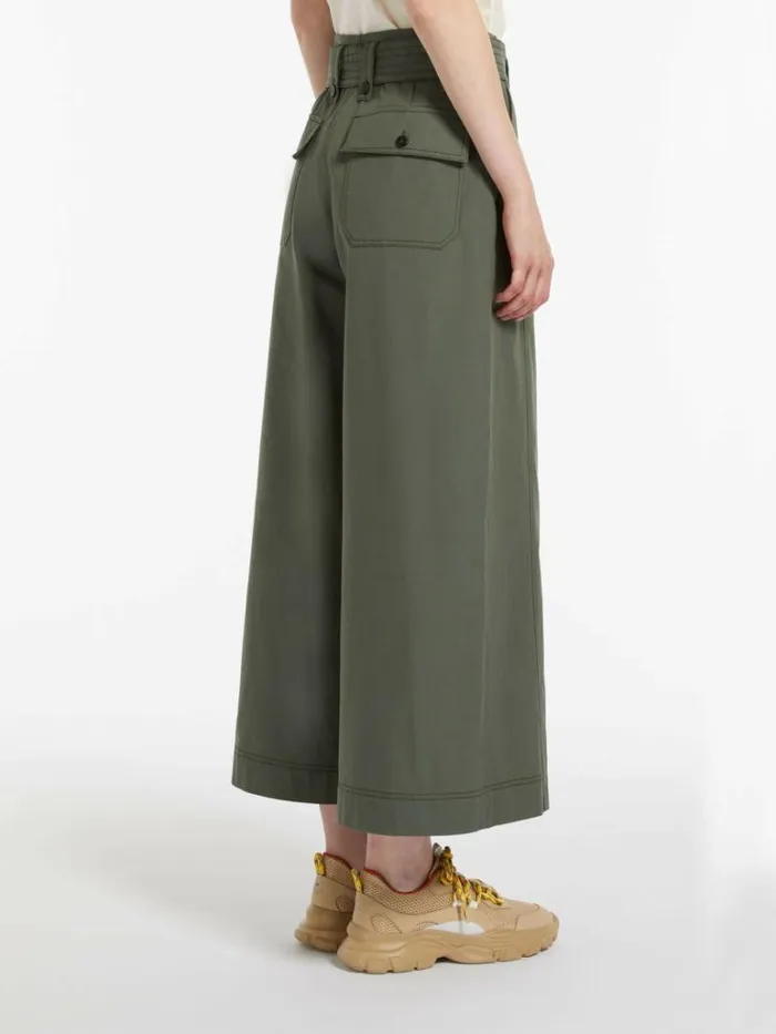 Women Max Mara Trousers And Jeans Cotton Canvas Trousers Kaki