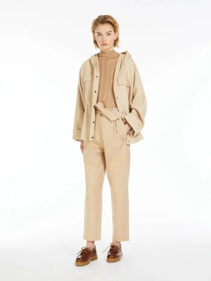 Women Max Mara Trousers And Jeans Cotton Carrotfit Trousers Sand