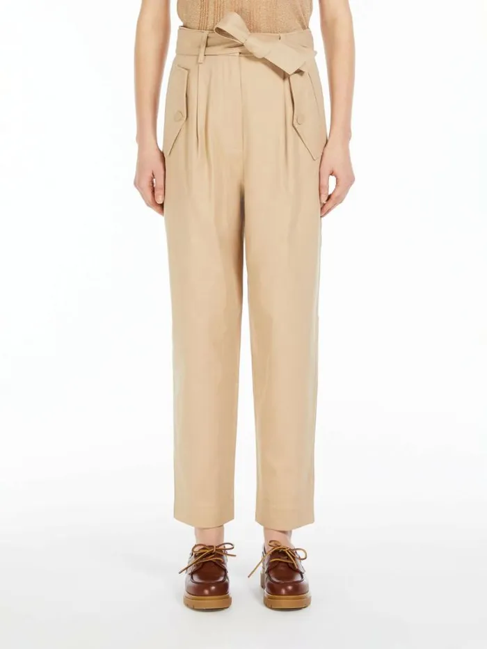 Women Max Mara Trousers And Jeans Cotton Carrotfit Trousers Sand