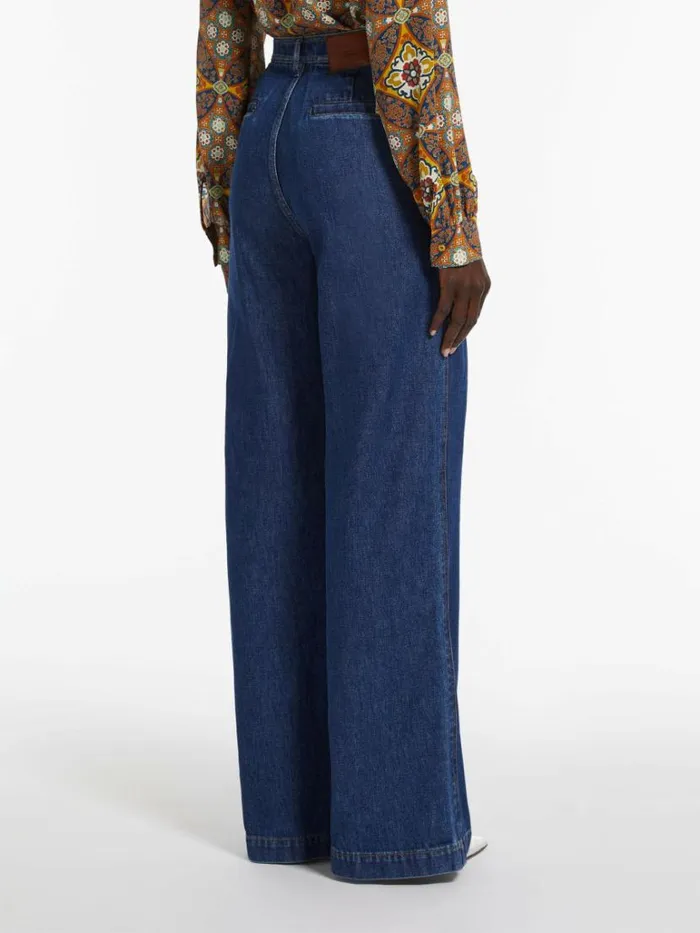 Women Max Mara Trousers And Jeans Cotton Denim Trousers Navy