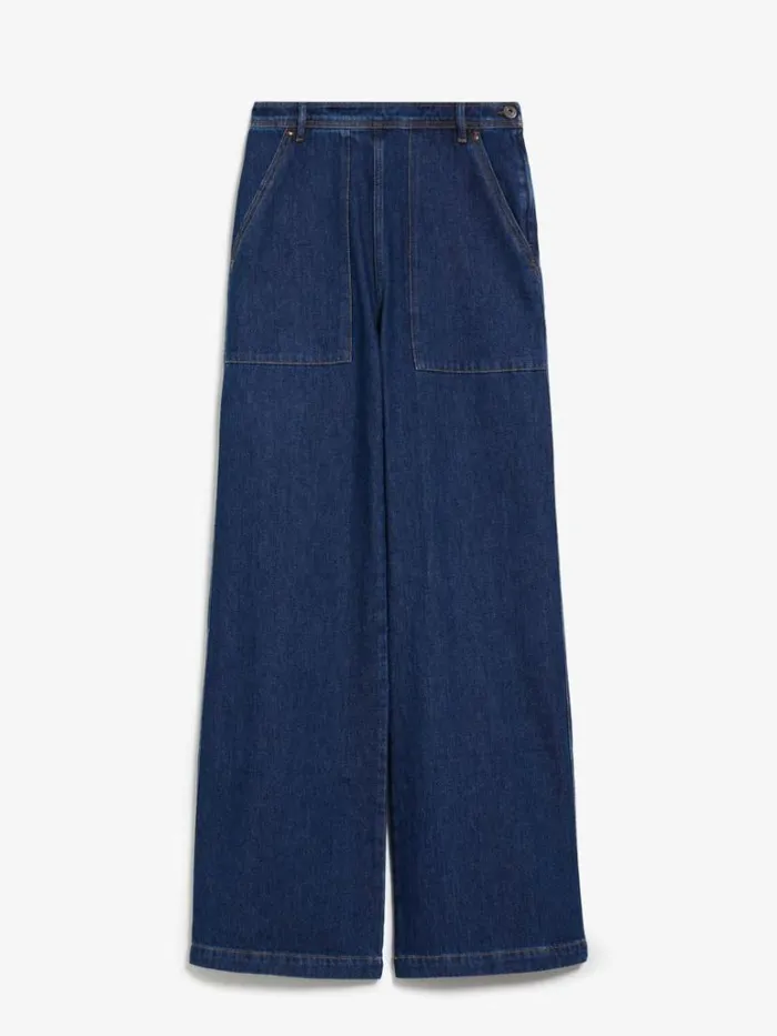 Women Max Mara Trousers And Jeans Cotton Denim Trousers Navy