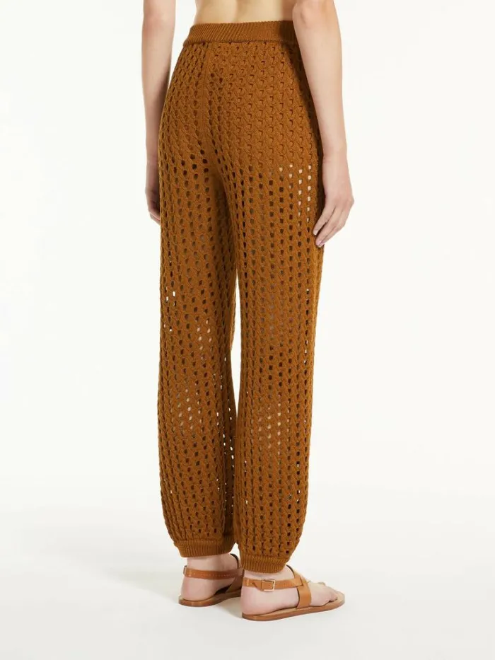 Women Max Mara Trousers And Jeans Mesh Joggers In Cotton Tobacco