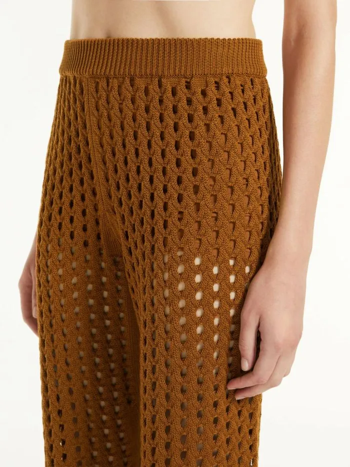Women Max Mara Trousers And Jeans Mesh Joggers In Cotton Tobacco