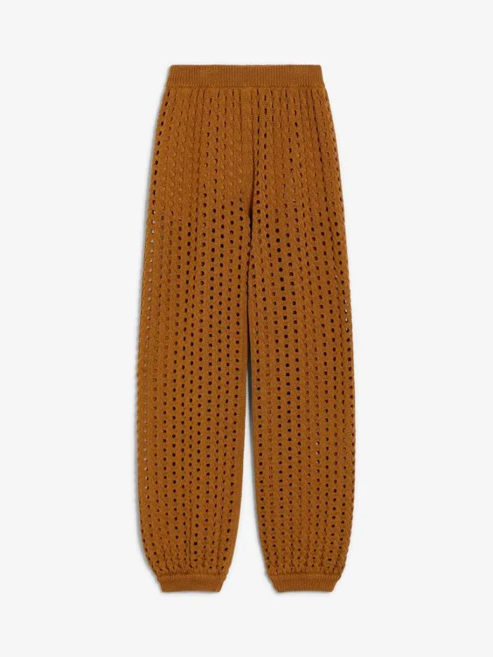Women Max Mara Trousers And Jeans Mesh Joggers In Cotton Tobacco