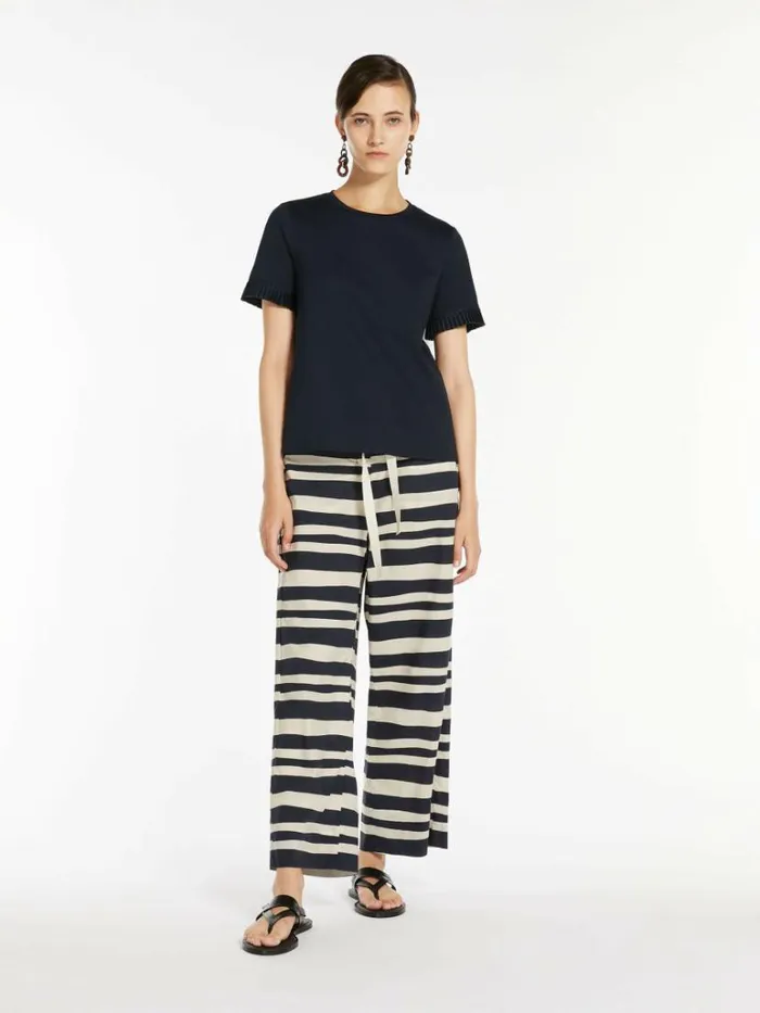 Women Max Mara Trousers And Jeans Poplin Trousers With Drawstring Ultramarine