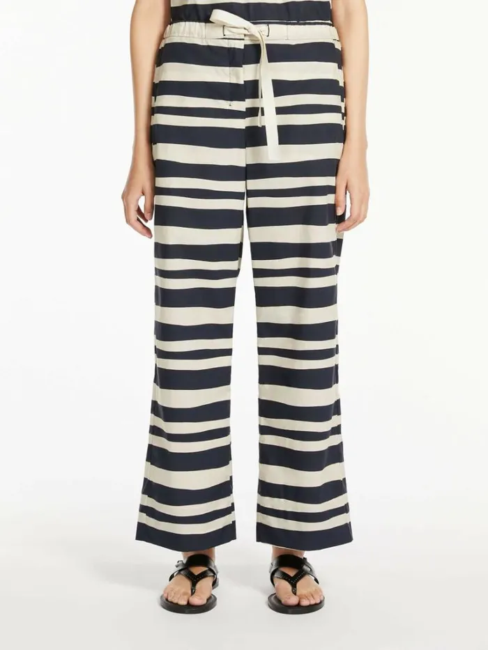 Women Max Mara Trousers And Jeans Poplin Trousers With Drawstring Ultramarine