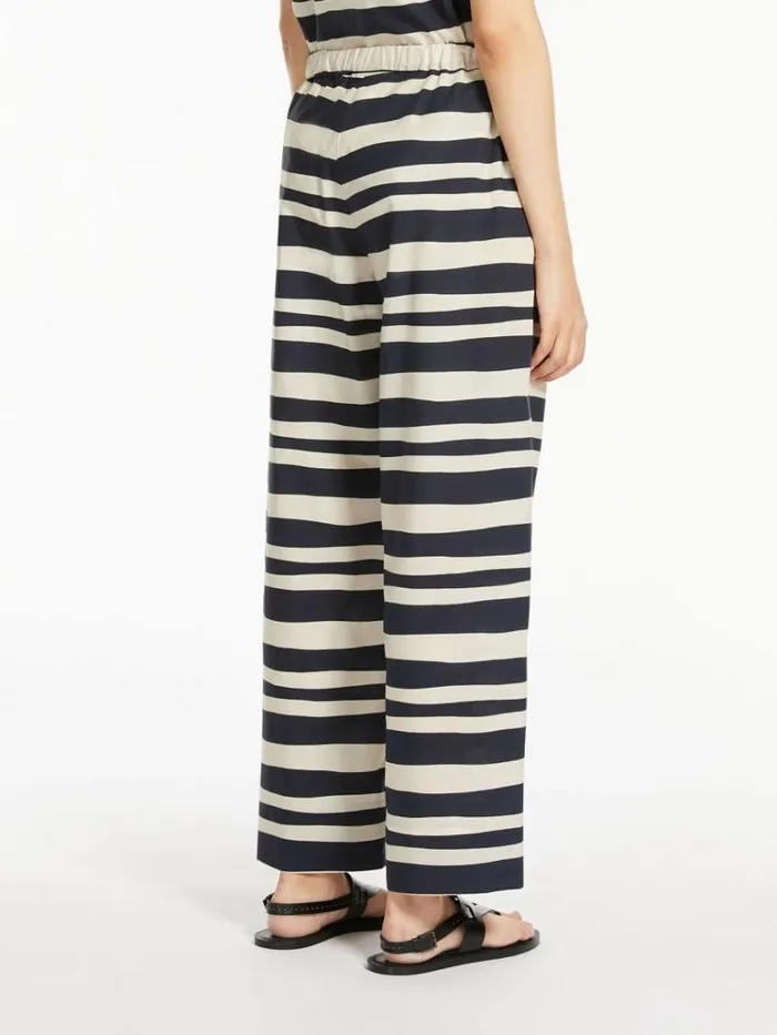 Women Max Mara Trousers And Jeans Poplin Trousers With Drawstring Ultramarine