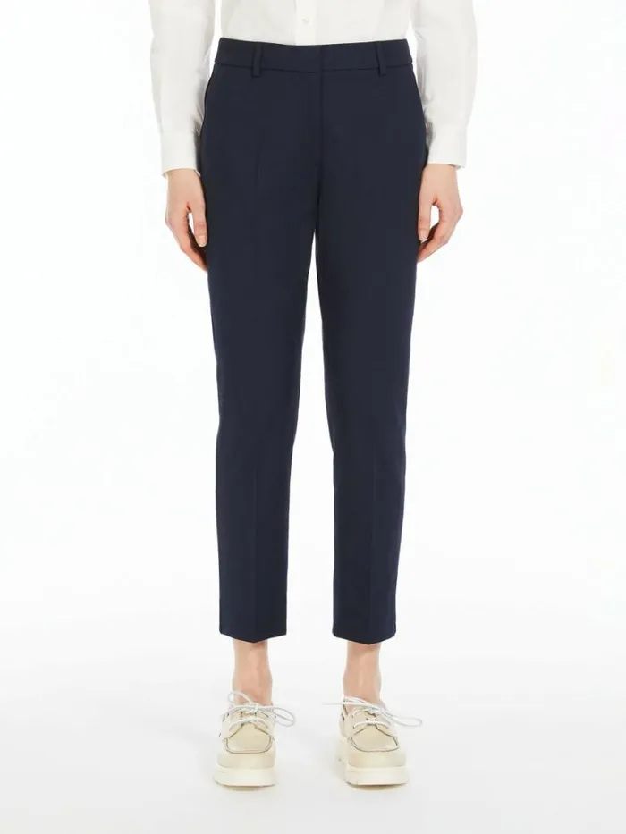 Women Max Mara Trousers And Jeans Stretch Cotton Cigarette Trousers Navy
