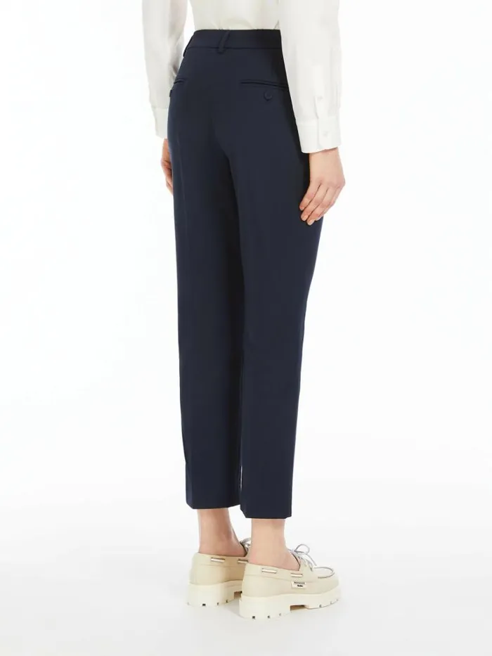 Women Max Mara Trousers And Jeans Stretch Cotton Cigarette Trousers Navy