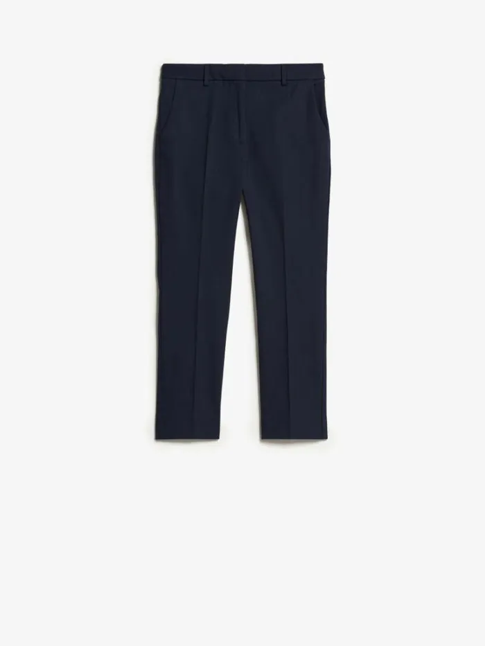 Women Max Mara Trousers And Jeans Stretch Cotton Cigarette Trousers Navy