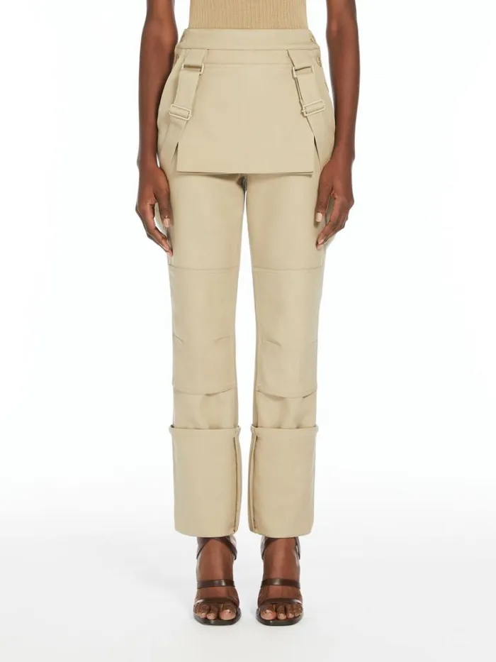 Women Max Mara Trousers And Jeans Stretch Cotton Trousers With Braces Sage Green