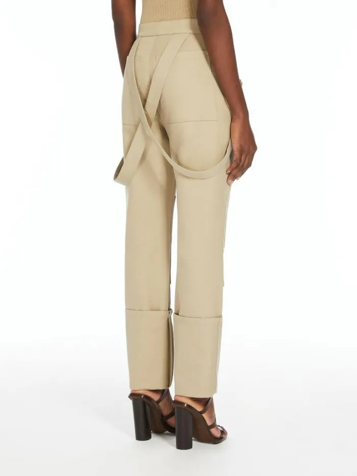 Women Max Mara Trousers And Jeans Stretch Cotton Trousers With Braces Sage Green