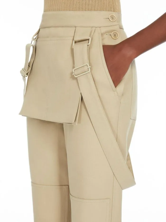 Women Max Mara Trousers And Jeans Stretch Cotton Trousers With Braces Sage Green