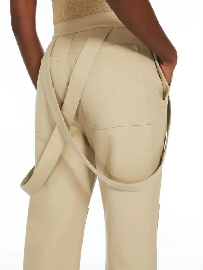 Women Max Mara Trousers And Jeans Stretch Cotton Trousers With Braces Sage Green
