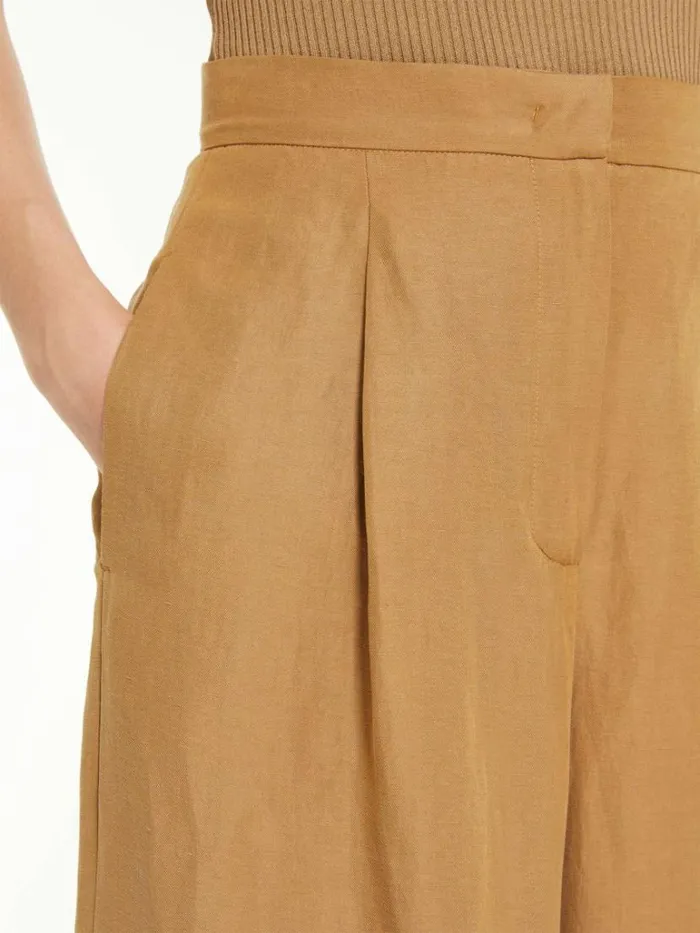 Women Max Mara Trousers And Jeans Wide Trousers In Silk And Linen Clay