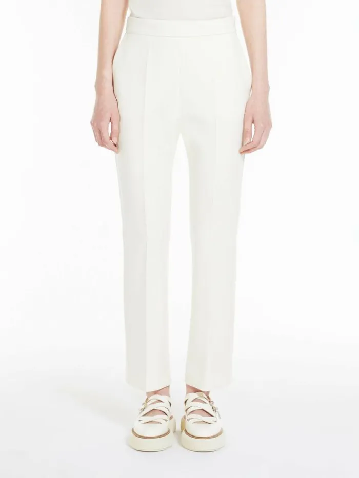Women Max Mara Trousers And Jeans Wool Crpe Anklelength Trousers White