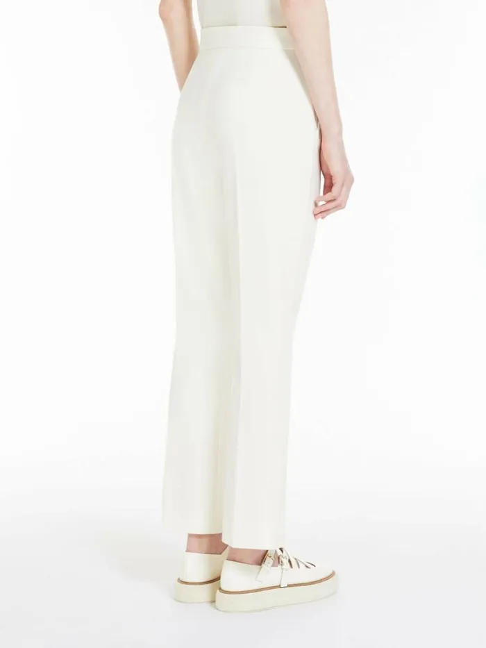 Women Max Mara Trousers And Jeans Wool Crpe Anklelength Trousers White