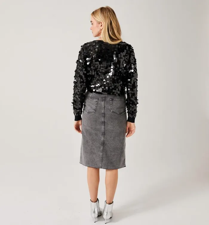 Women Maxi Sequinned Jumper 8211 Black Promod Jumpers And Cardigans Women Maxi Sequinned Jumper 8211 Black Promod Jumpers And Cardigans
