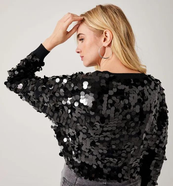 Women Maxi Sequinned Jumper 8211 Black Promod Jumpers And Cardigans Women Maxi Sequinned Jumper 8211 Black Promod Jumpers And Cardigans