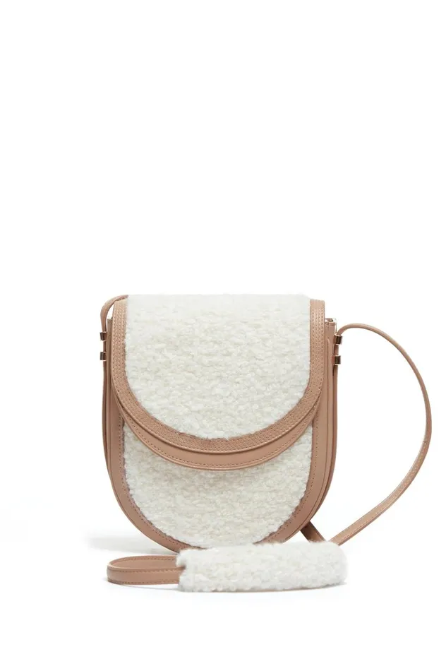 WomenMen Crossbody Bags Gabriela Hearst Tina Crossbody Bag In Nude Nappa Leather With Cashmere Boucle