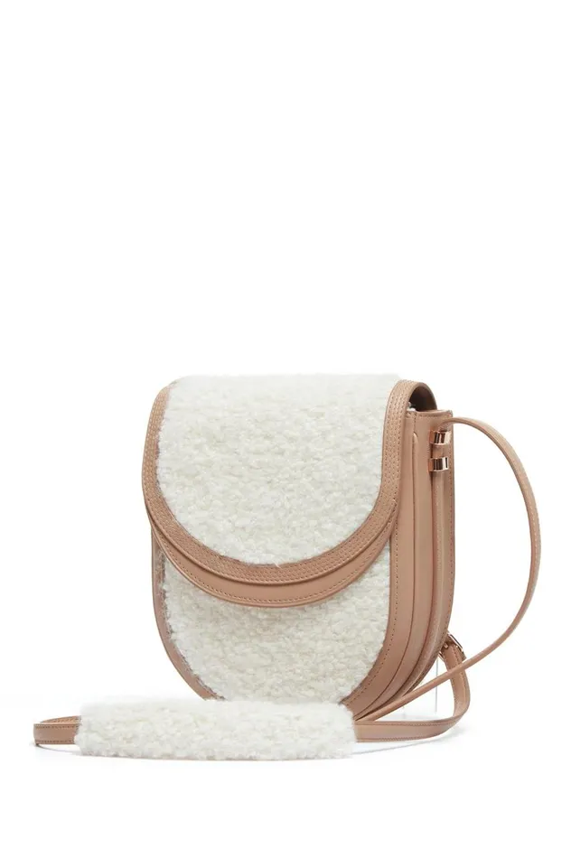 WomenMen Crossbody Bags Gabriela Hearst Tina Crossbody Bag In Nude Nappa Leather With Cashmere Boucle