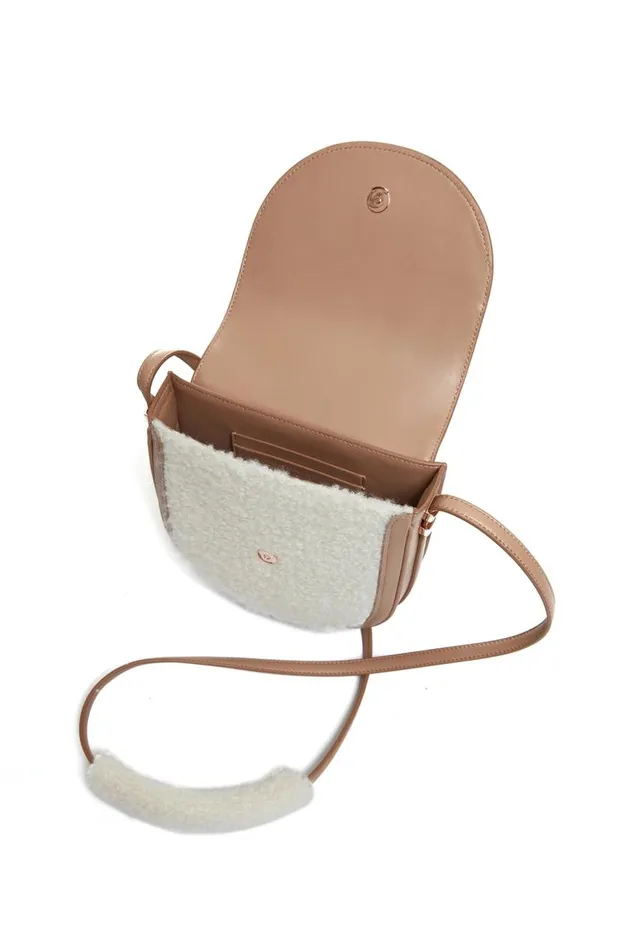 WomenMen Crossbody Bags Gabriela Hearst Tina Crossbody Bag In Nude Nappa Leather With Cashmere Boucle