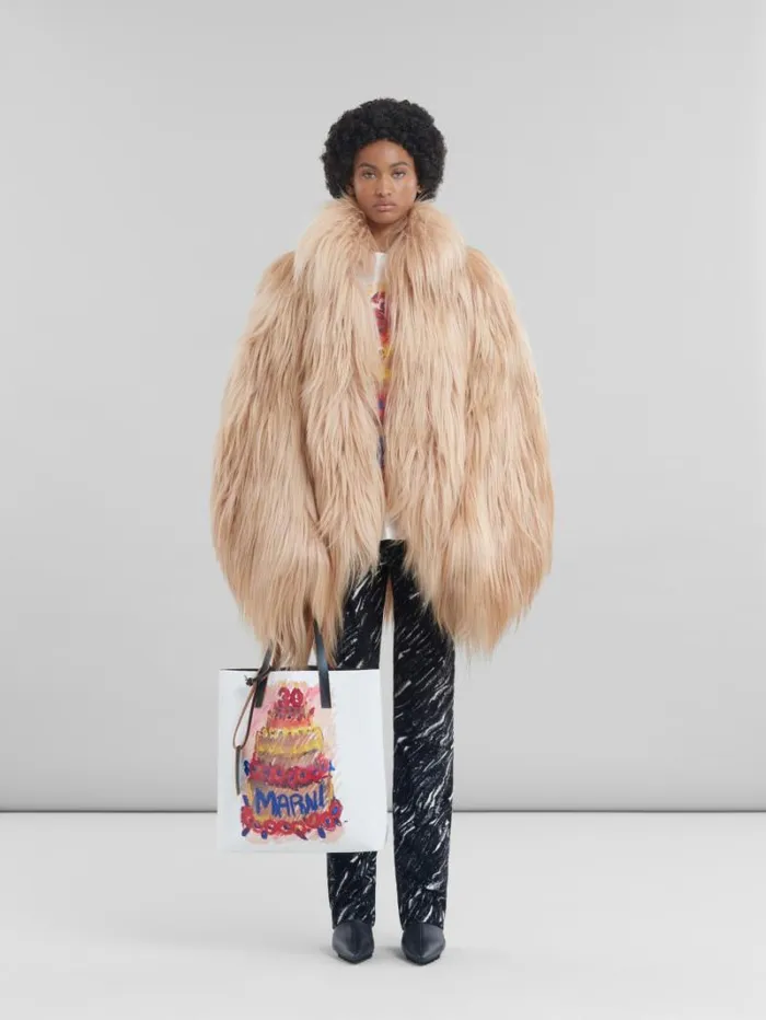 WomenMen Marni Tote Bags Two Tone Tribeca Tote With Marni 30th Anniversary Print