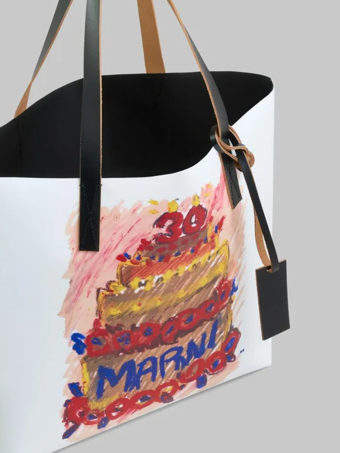 WomenMen Marni Tote Bags Two Tone Tribeca Tote With Marni 30th Anniversary Print