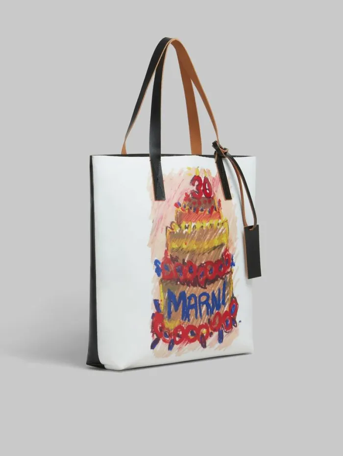 WomenMen Marni Tote Bags Two Tone Tribeca Tote With Marni 30th Anniversary Print