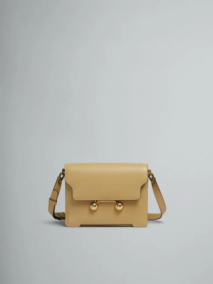 WomenMen Marni Trunkaroo Bag Camel Leather Trunkaroo Medium Shoulder Bag