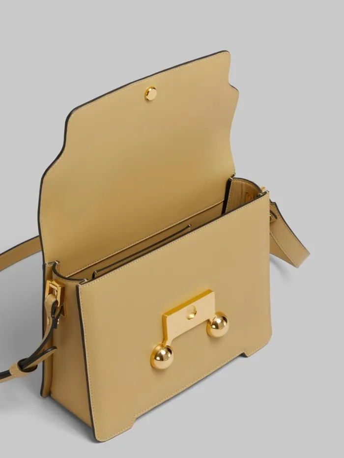WomenMen Marni Trunkaroo Bag Camel Leather Trunkaroo Medium Shoulder Bag