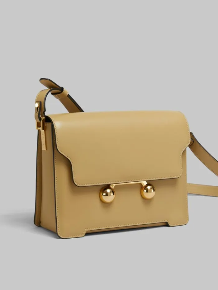 WomenMen Marni Trunkaroo Bag Camel Leather Trunkaroo Medium Shoulder Bag