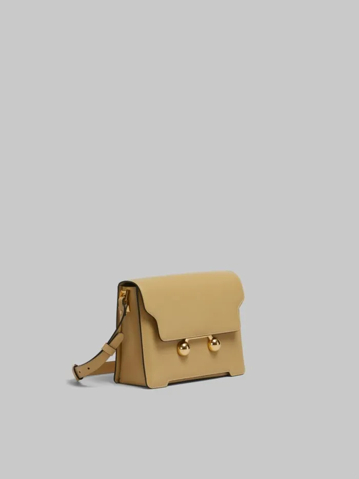 WomenMen Marni Trunkaroo Bag Camel Leather Trunkaroo Medium Shoulder Bag