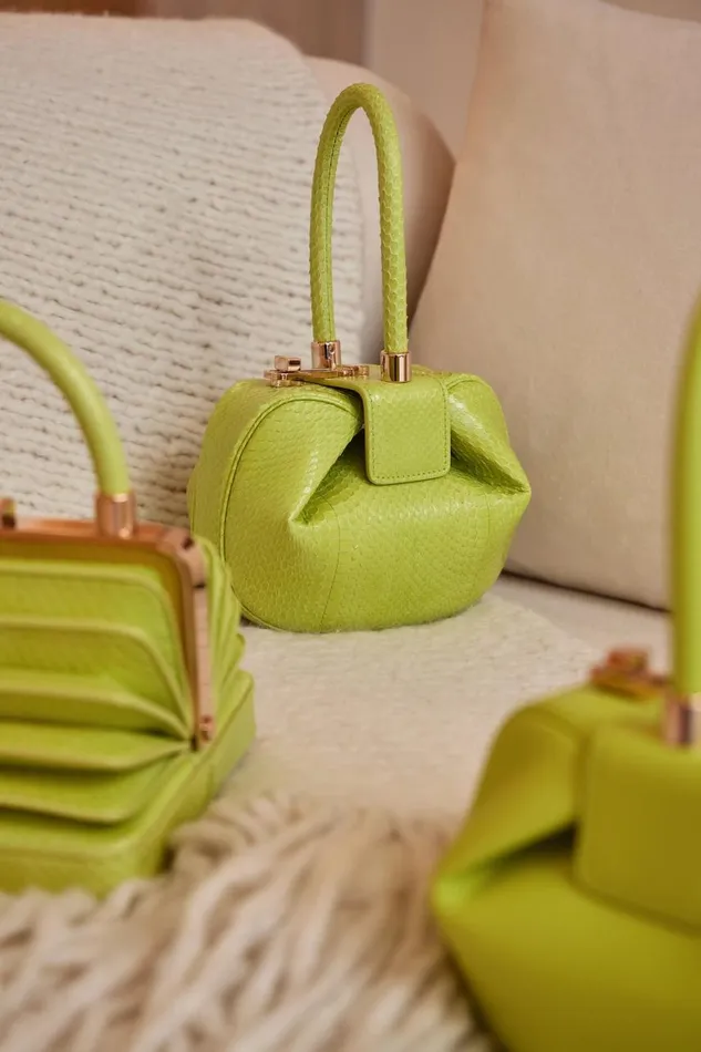 WomenMen Mini Bags Gabriela Hearst Demi Bag In Lime Adamite Snakeskin