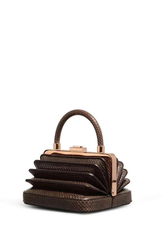 WomenMen Top Handles Gabriela Hearst Diana Bag In Charcoal Snakeskin