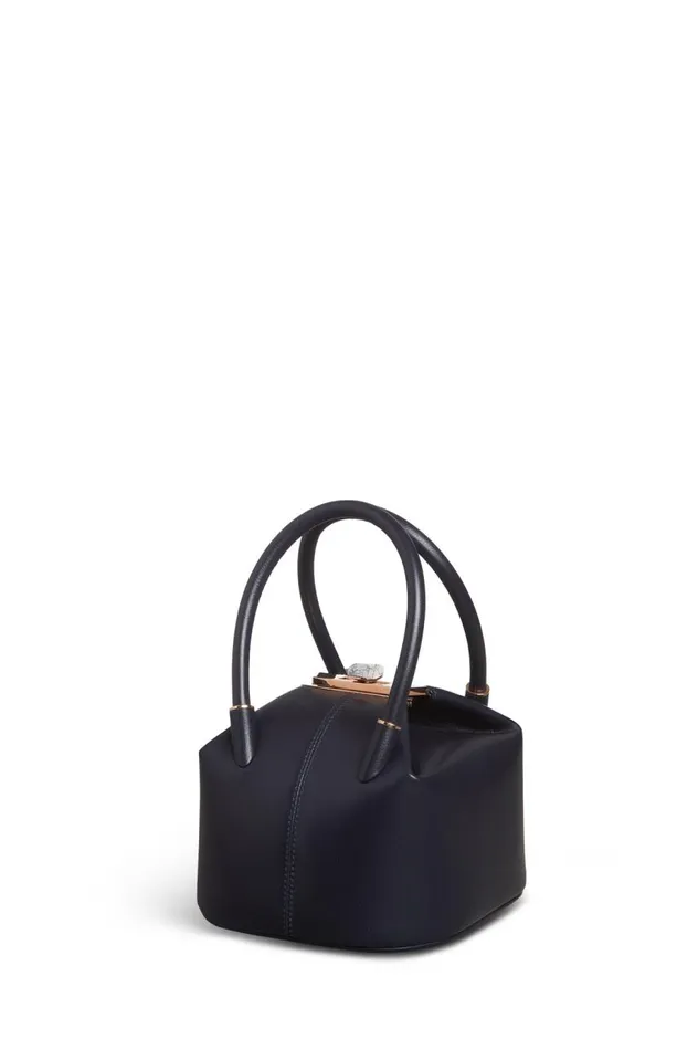 WomenMen Top Handles Gabriela Hearst Mini Baez Bag In Navy Nappa Leather