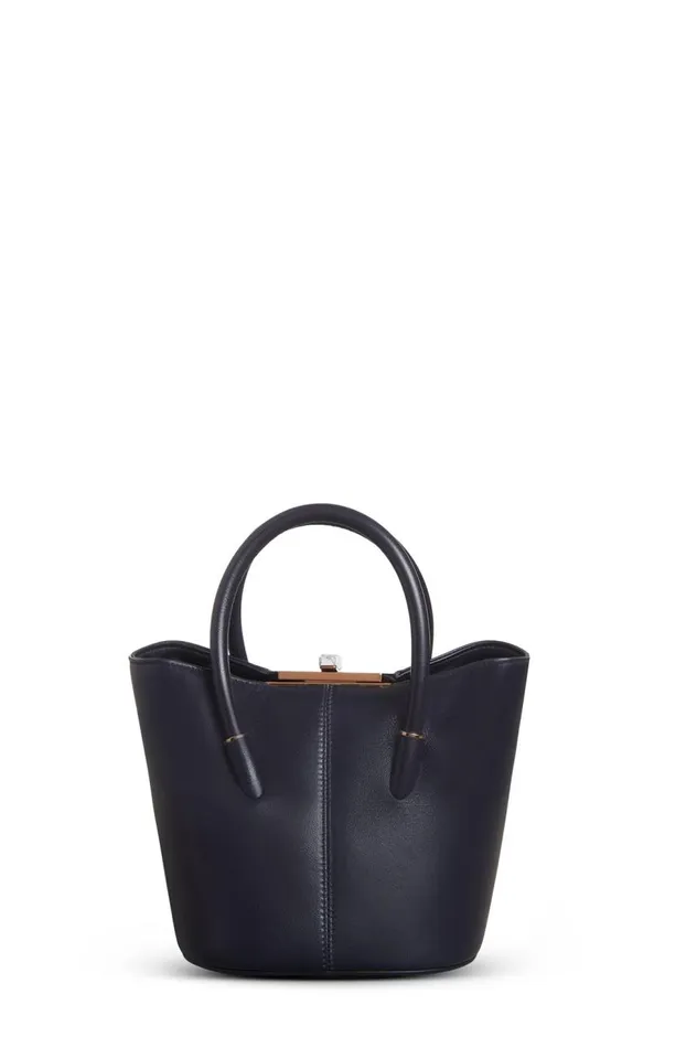 WomenMen Top Handles Gabriela Hearst Mini Baez Bag In Navy Nappa Leather