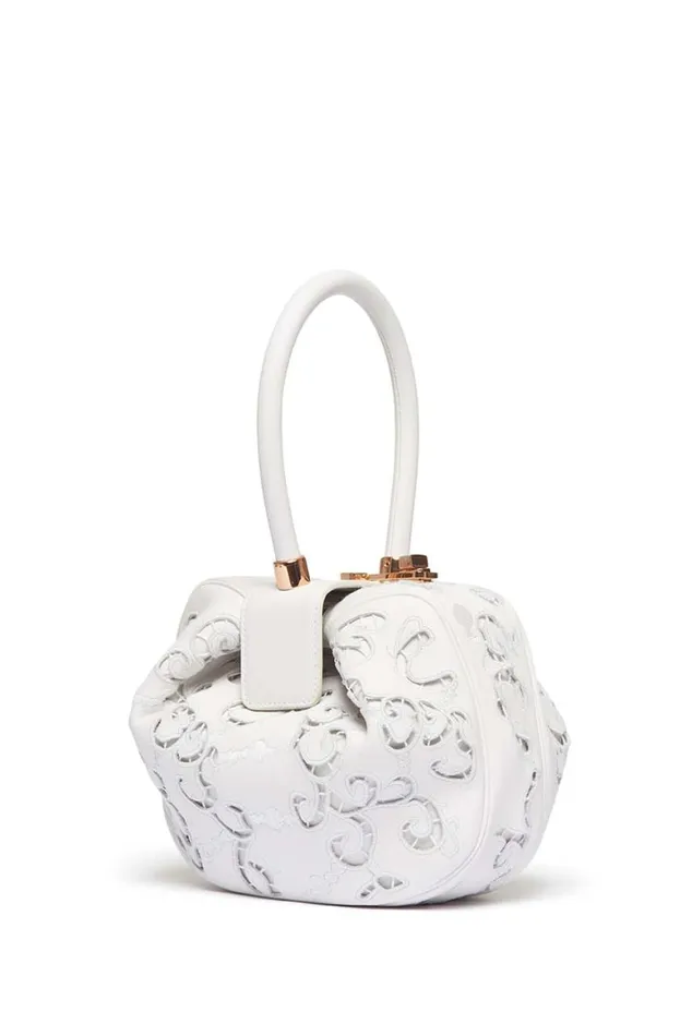 WomenMen Top Handles Gabriela Hearst Nina Bag In Ivory Nappa Leather With Lace