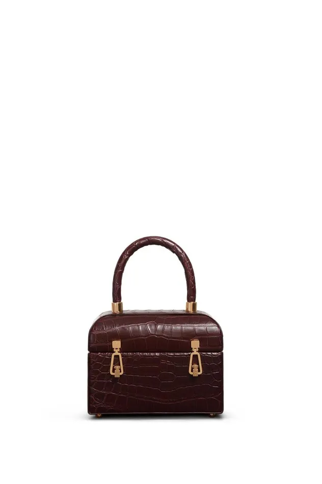 WomenMen Top Handles Gabriela Hearst Patsy Bag In Bordeaux Crocodile Leather