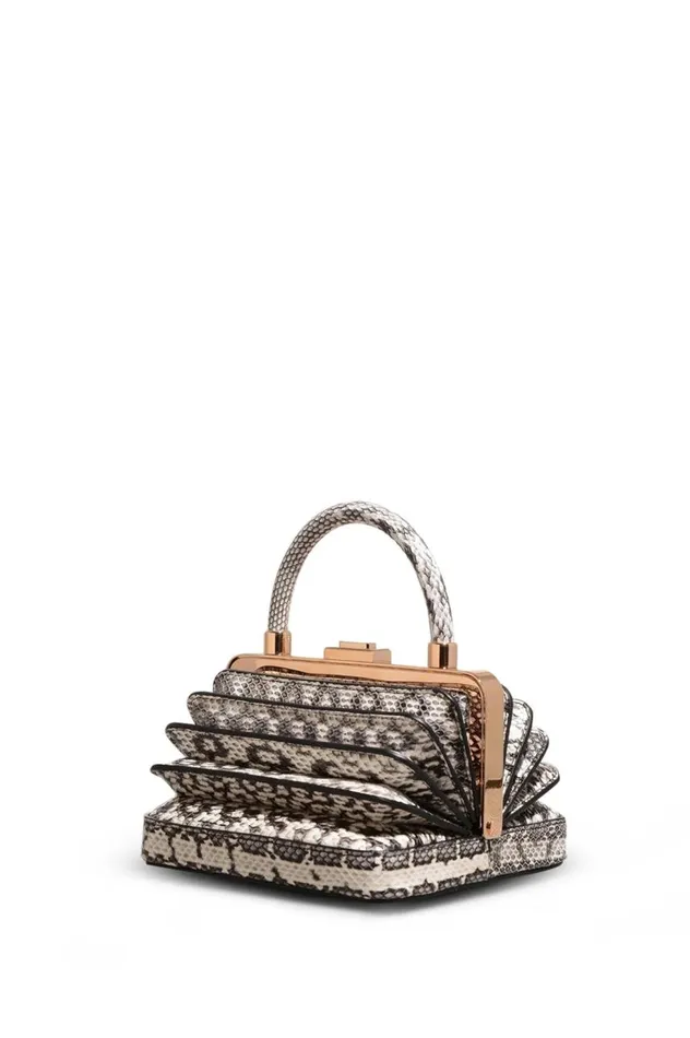 WomenMen Top Handles Gabriela Hearst Small Diana Bag In Black and Ivory Snakeskin