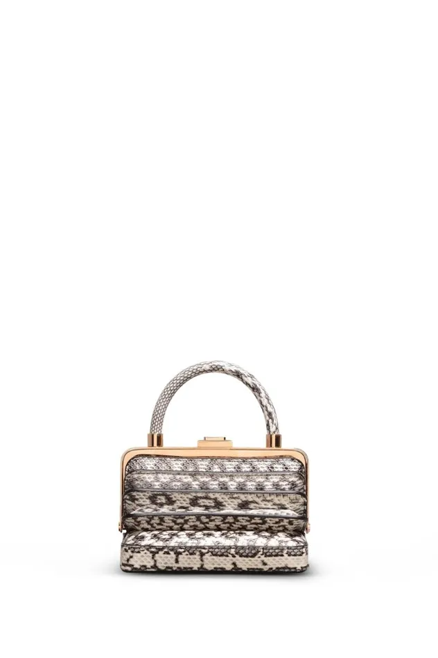 WomenMen Top Handles Gabriela Hearst Small Diana Bag In Black and Ivory Snakeskin