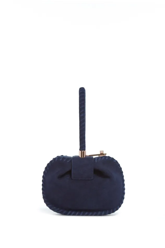 WomenMen Top Handles Gabriela Hearst Whipstitch Demi Bag In Navy Suede