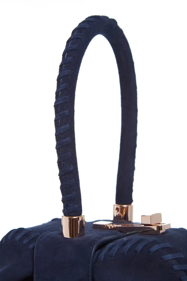 WomenMen Top Handles Gabriela Hearst Whipstitch Demi Bag In Navy Suede