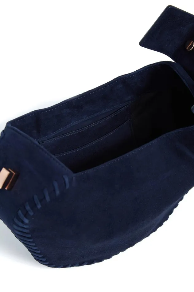 WomenMen Top Handles Gabriela Hearst Whipstitch Demi Bag In Navy Suede