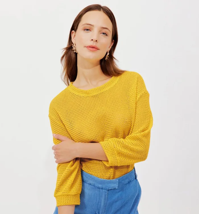 Women Mesh Top 8211 GreenYellow Promod Tops Women Mesh Top 8211 GreenYellow Promod Tops