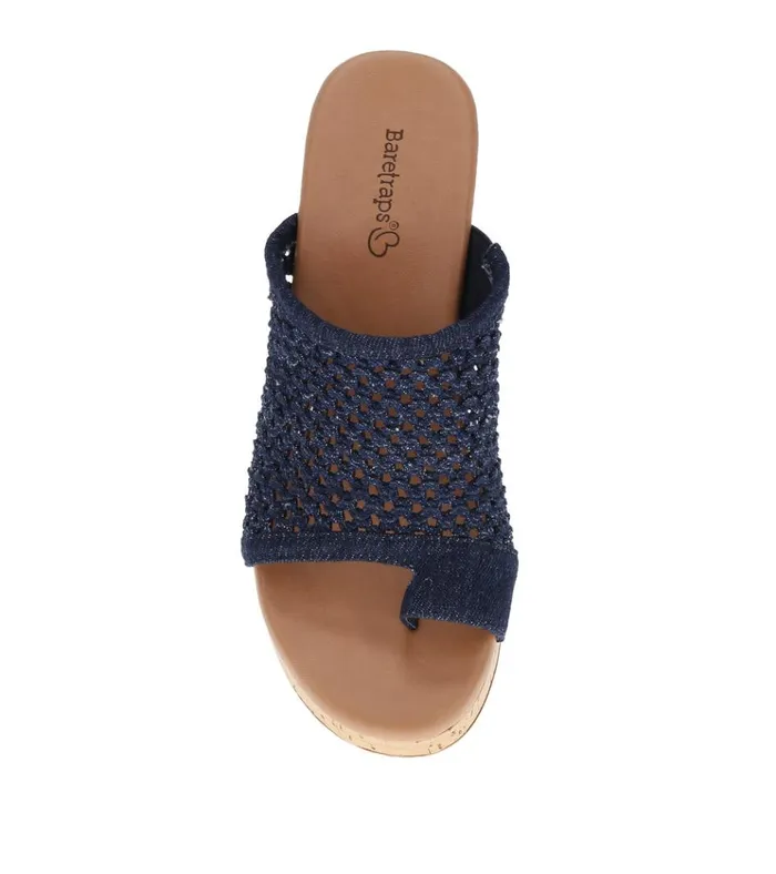 Women Michaela Block Heel Sandal Dark Denim Baretraps Slides and Slip On Sandals
