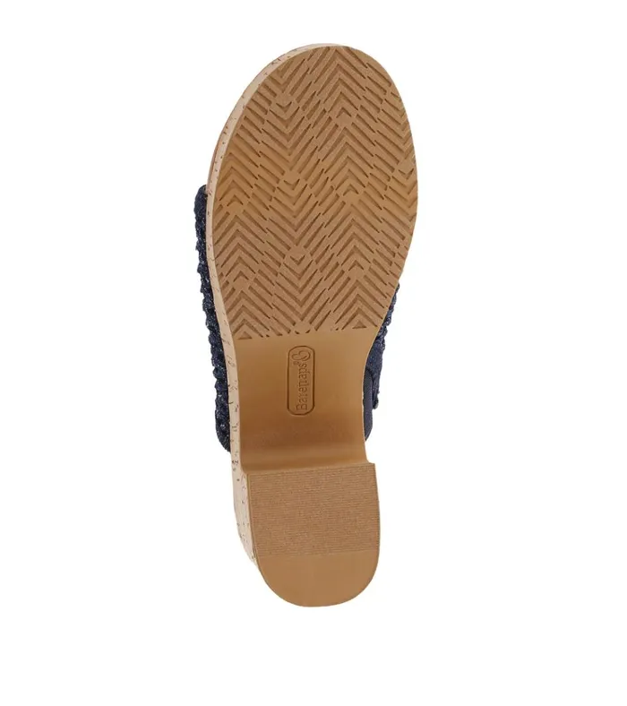 Women Michaela Block Heel Sandal Dark Denim Baretraps Slides and Slip On Sandals