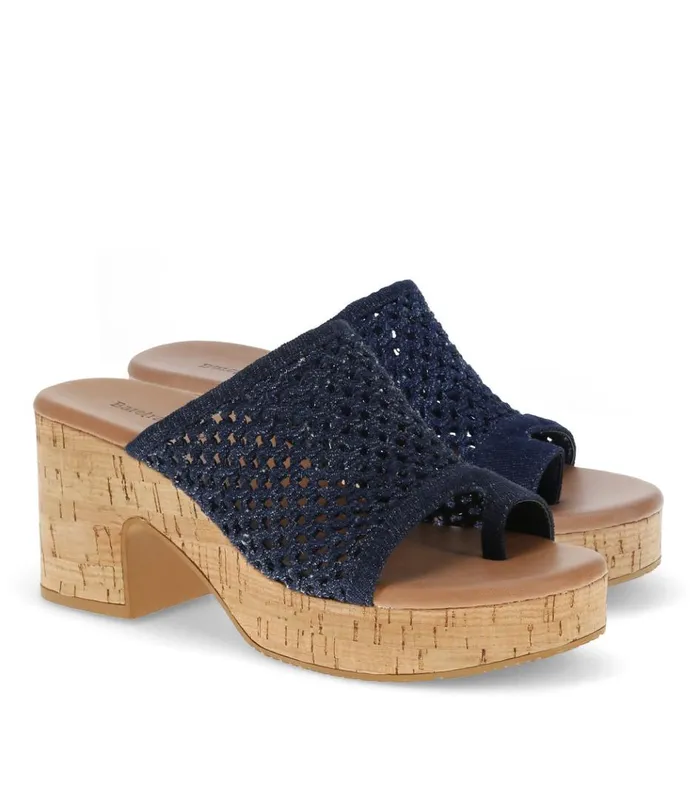 Women Michaela Block Heel Sandal Dark Denim Baretraps Slides and Slip On Sandals
