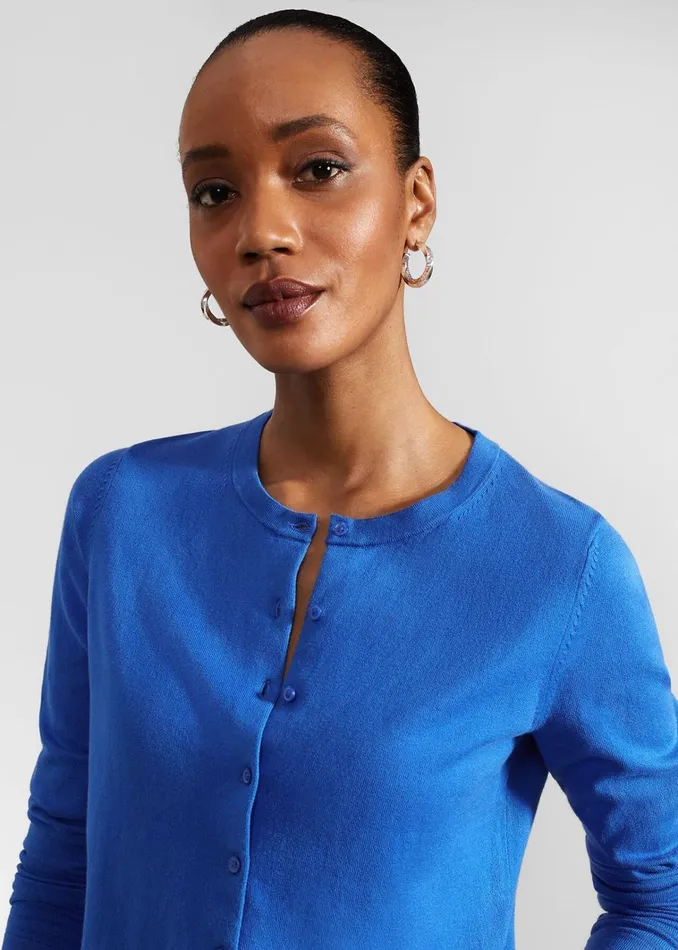 Women Michelle Cotton Cardigan Atlantic Blue Hobbs Jumpers and Cardigans