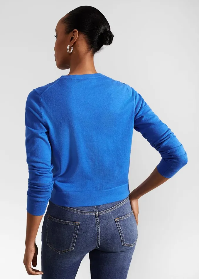 Women Michelle Cotton Cardigan Atlantic Blue Hobbs Jumpers and Cardigans